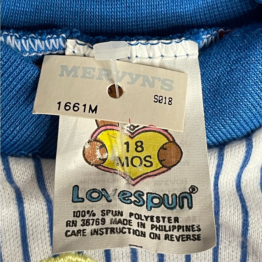 Vintage 1989 Baby Shirt 18M Lovespun Bear Red White Blue NWT Mervyn’s - Picture 3 of 5